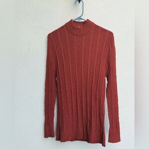 Italian Rust Ribbed Knit Tunic Sweater, women’s small
